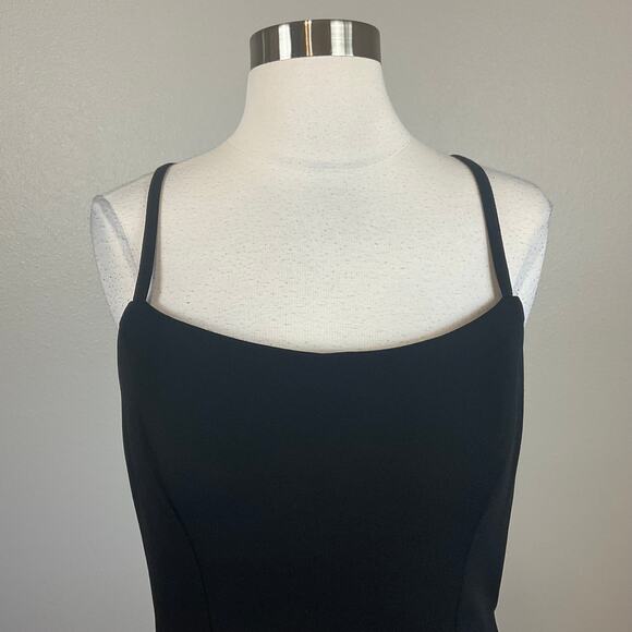 Black Beaded Backless Long Evening Gown Size 10 Nightway Sleeveless Thigh Slit - Picture 7 of 13
